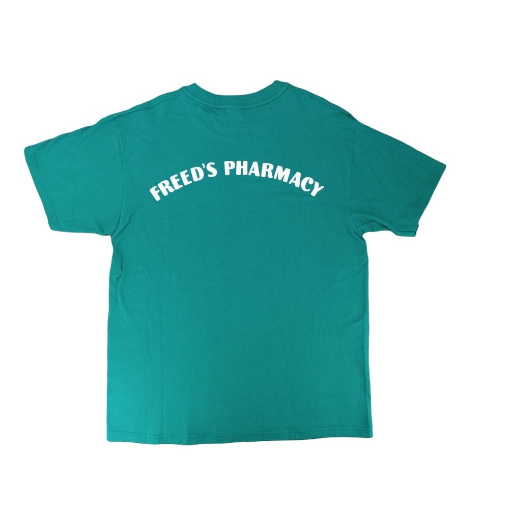 Vintage T-shirt Hanes Beefy Men's Large Teal Green Freed Pharmacy Deadstock New